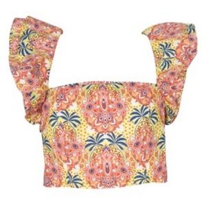 Cara Cara Darby Top - Small.  Palm medallion in yellow.  New without tags!